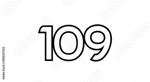 Bold black outline of the number one hundred and nine on white background
