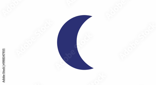 Simple dark blue crescent moon shape on a white background