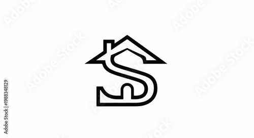 Stylized house roof over an intertwined letter S and dollar sign