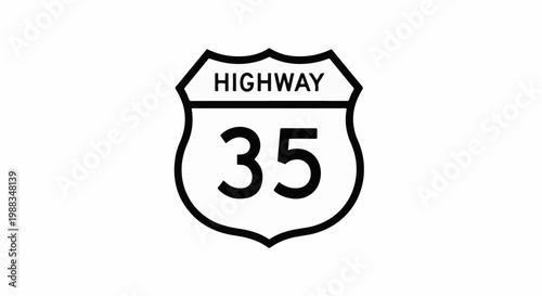 A black and white highway shield sign displaying the number 35