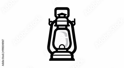 A black and white graphic illustration of a classic hurricane lamp