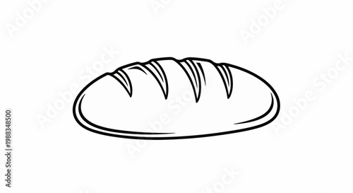 Black and white line drawing of a loaf of bread with scoring