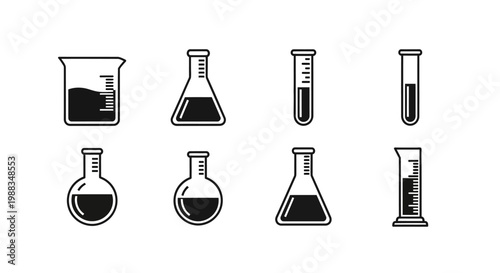 Minimalist science lab equipment illustration in a vector style for scientific concepts