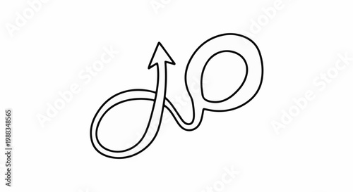 Abstract linear art with an upward arrow and a loop