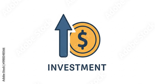 Financial Growth Arrow and Dollar Coin Icon.