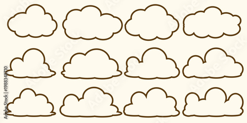 cloud bubble illustration with outline style.	
