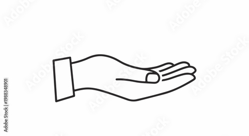 A simple, clean line drawing of an open hand extending forward