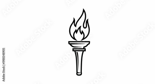 A simple line drawing of a lit torch with stylized flames
