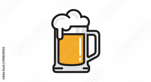 A simple, stylized illustration of a frothy beer mug