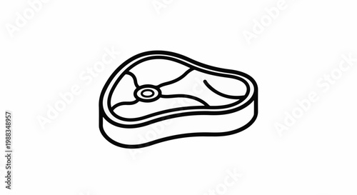 A simple, clean line art illustration of a raw steak