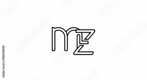 A minimalist, stylized monogram of letters 'm' and 'z' in black outline