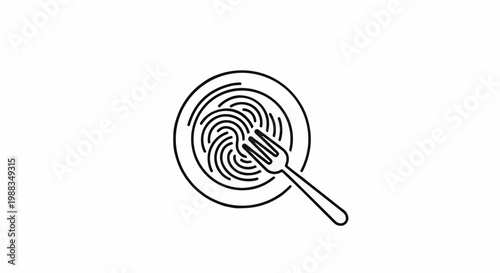 A fork rests on a plate of swirling pasta, a culinary fingerprint