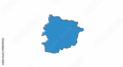 A blue outline of a geographical shape on a white background