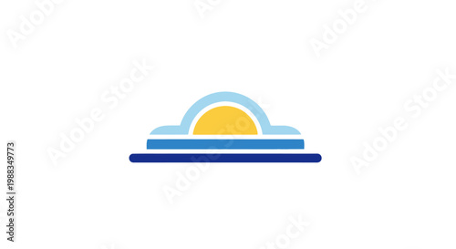 Abstract sunset logo design with vibrant colors, simple shapes for visual appeal