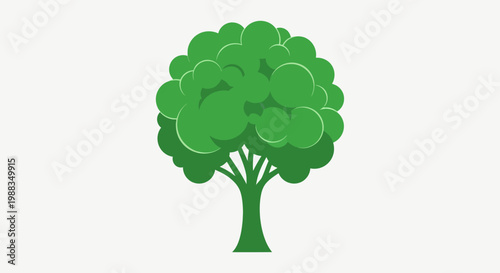 Minimalist representation of a leafy tree on a white backdrop for various applications