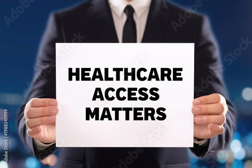 Advocate holding a sign that says Healthcare Access Matters