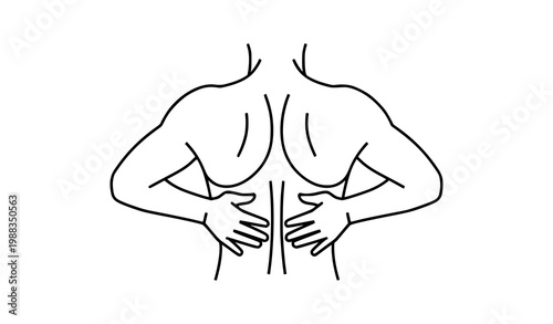Geometric back massage icon vector outline spa wellness therapy symbol hands on spine isolated on white background