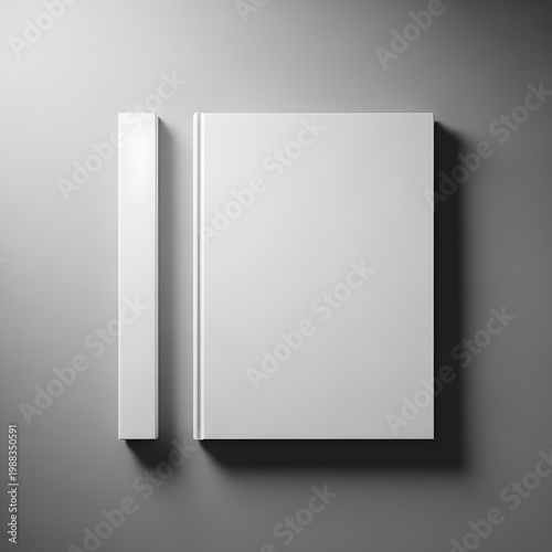 Blank white hardcover book mockup | Professional book cover design template | Minimalist stationary branding mockup | Hardback book with matching slipcase