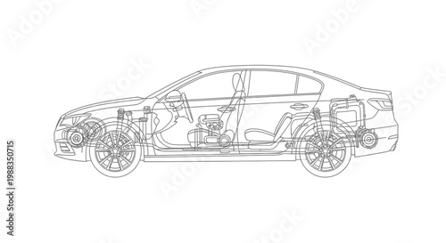 Automotive Engineering Illustration - Vehicle Cutaway Diagram