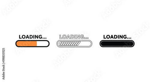 Loading progress bar icons in different stages of completion