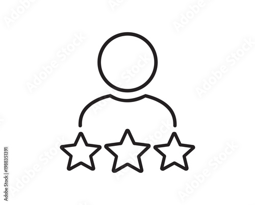 User Rating Icon with Stars Representing Reviews, Reputation, and Performance Quality