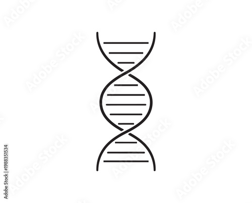 DNA Double Helix Line Art Symbolizing Genetics and Molecular Biology