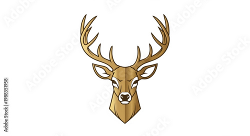 Majestic Stag Head with Antlers Illustration.