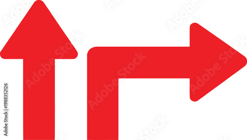 Two distinct red arrows displayed against a clean white background for navigation instructions Vector