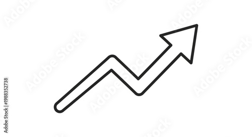 Upward trending arrow graph line icon.