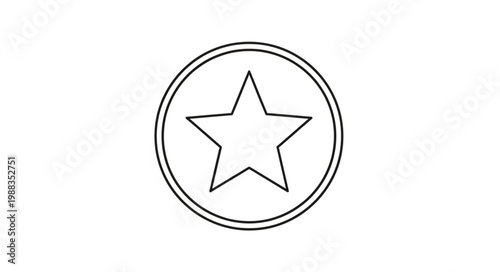 Simple outline of a star inside a circle graphic.
