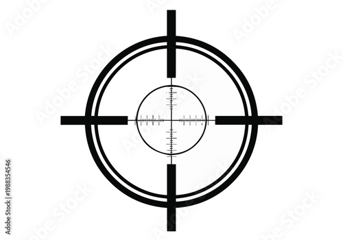 Sniper Scope Crosshair Icon, Military Aim Reticle and Target Bullseye Vector