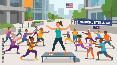 Community Group Workout for National Fitness Day USA