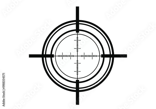 Sniper Scope Crosshair Vector Icon for Tactical Aiming and Target Sight Design