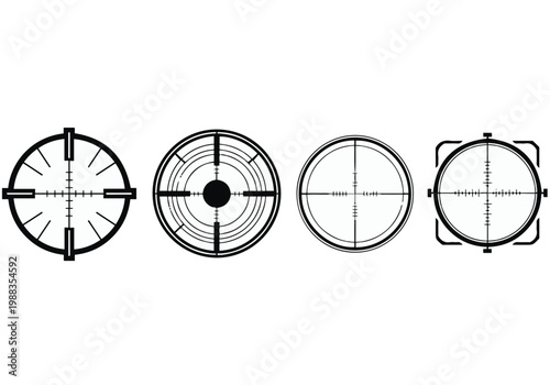 Crosshair Target Icon Set for Sniper Scope Reticle and Military Aiming Vector