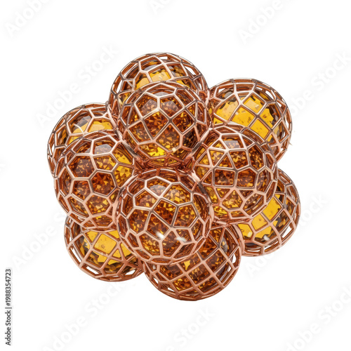 Abstract cluster of golden geodesic spheres