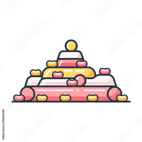 Layered candy pile illustration
