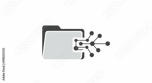 Digital Folder Icon Representing Connected Data and Information Management Processes