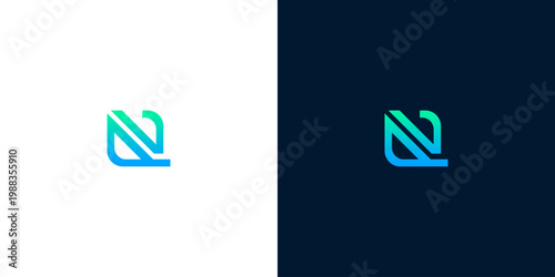 Abstract Square Logo Design with Blue and Green Gradient, Minimalist Geometric Shape for Technology and Innovation Brands