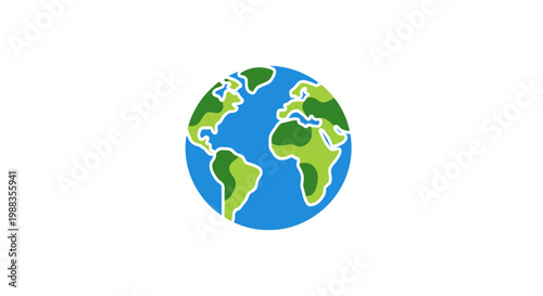 A stylized Earth globe illustration against a clean white backdrop, simple yet effective