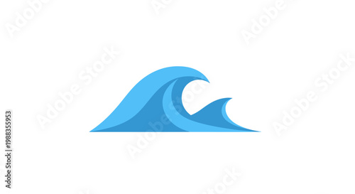 Abstract illustration of a stylized ocean wave in shades of blue color for design purposes