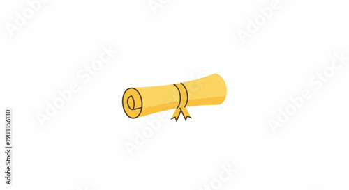 A rolled parchment illustration with ribbon details, perfect for educational content or achievements
