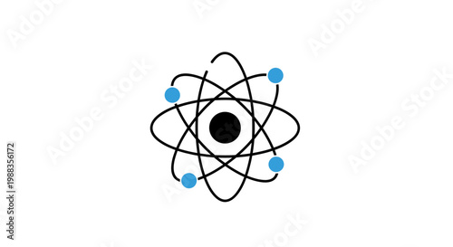Atomic model illustration, scientific diagram, design for science, clear visual