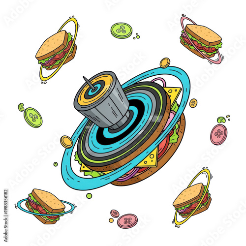 Whimsical sandwich universe with cosmic elements