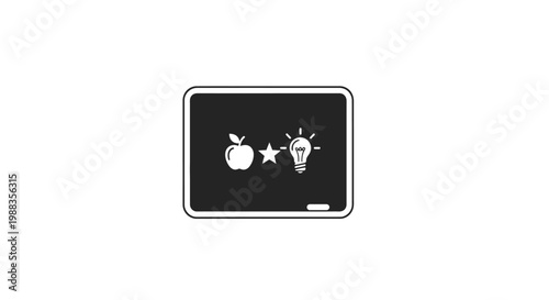 Conceptual Blackboard Illustration with Apple, Star, and Lightbulb Design Minimalist