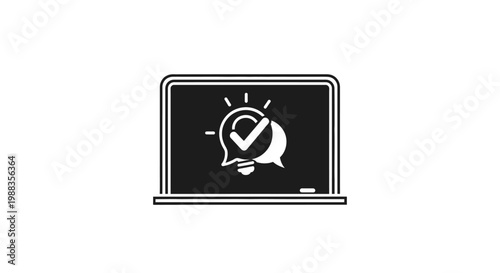 Conceptual representation of a digital idea validation process on a black screen in illustration