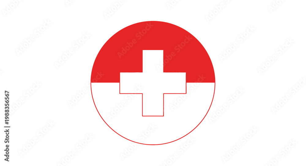 Obraz premium Medical Symbol Design Featuring a Plus Sign Within a Red and White Circular Graphic