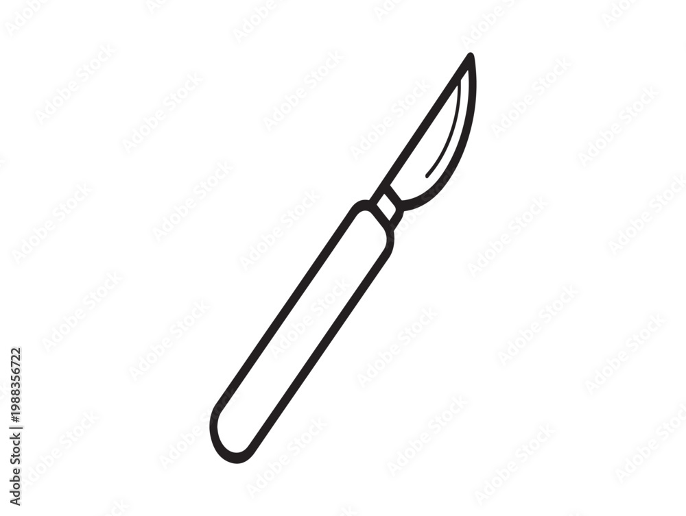 Fototapeta premium Simple line drawing of a scalpel a medical instrument for precise cutting and surgical procedures