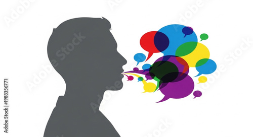 Man Speaking with Speech Bubbles.