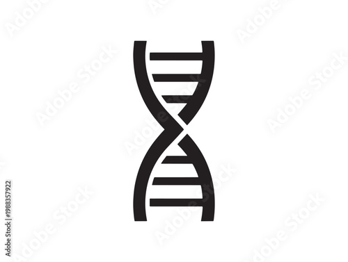 Black and white dna double helix icon a representation of genetic code and biological structure