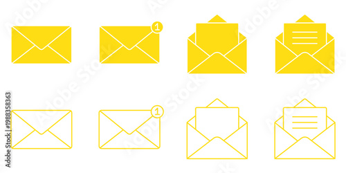Email Web Icon Set in Line Style. Collection of E-mail and Letter Linear Icons, Including mail, envelope, email, postal, letter sent, inbox, new mail, reply and forward mail and more. Editable Stroke